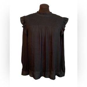 Loft Women’s Long Sleeve Blouse, Black, XL, NWT